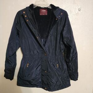 Ci Sono Outerwear Navy Color Hooded Faux Fur Lined Jacket Size S NWOT